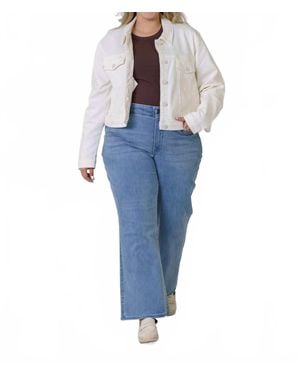 GOOD AMERICAN Committed To Fit Button Down Jacket - Blue