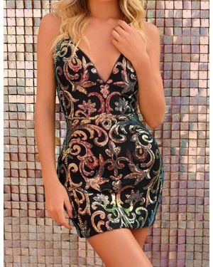 Clarisse Deep V-Neck Dress - Brown