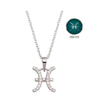 Silver Depot Pisces Necklace With Sparkling Cubic Zirconia Stones - Metallic