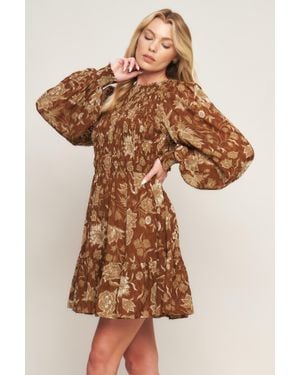 TRUEDAMES Sweet Reminiscence Woven Mini Dress - Brown
