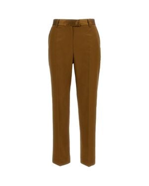 Alberto Biani Silk-Blend Straight-Leg Cropped Pants - Natural