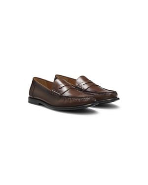 BOSS Leather Moccasins With Penny Trim - Brown