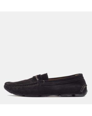 Giorgio Armani Suede Slip On Loafers - Black