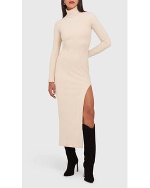 Amanda Uprichard Secora Mock Neck Velvet Midi Dress - White