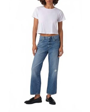 AMO Billie Wide Straight Leg Jeans - Blue