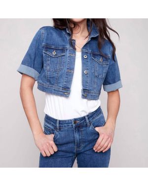 Charlie b Cropped Denim Jacket - Blue