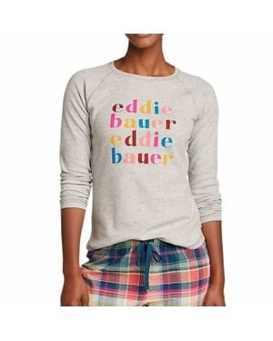 Eddie Bauer Thermal Long Sleeve Raglan Crew Logo Tee - Gray