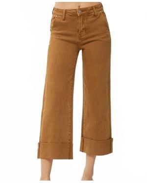 Risen High Rise Wide Leg Jeans - Brown