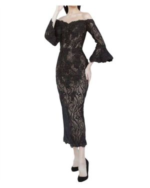 blue dress for baby girl Black Lace Bell Sleeve A-Line Mini Dress & Reviews - Black - Dresses main image 1