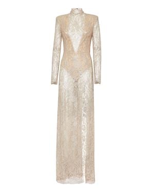 Philipp Plein Lace Long Dress - Natural