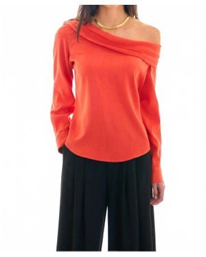 Finley Dani One Shoulder Washed Cupro Top - Red