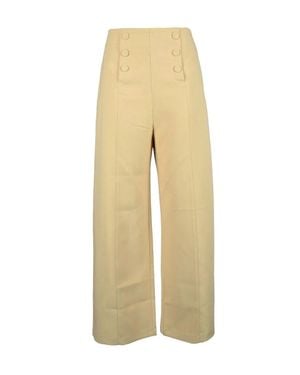 Suncoo Wide-Leg Pants With High Waist And Button Details - Natural