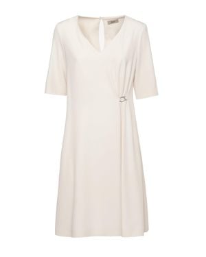 Herno Ivory Dress Featuring Unique Carabiner Detail And Side Vents - Natural
