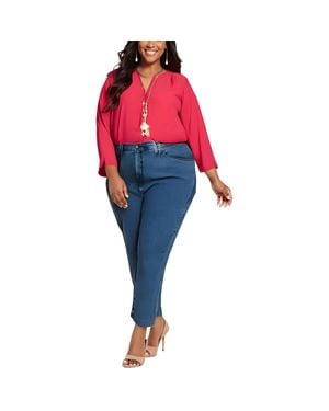 NYDJ Plus Relaxed Denim Straight Leg Jeans - Pink