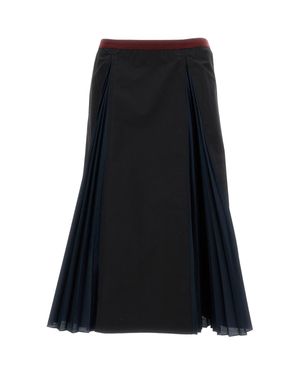 Plan C Pleated A-Line Skirt - Black