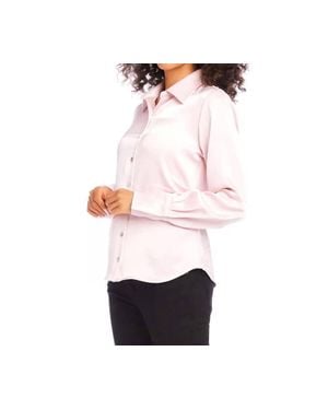 Karen Kane Satin Side Pleat Shirt - Pink