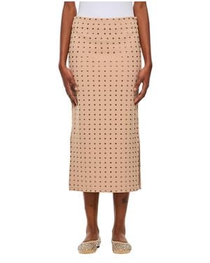 Sportmax Nome Crystal Lycra Midi Skirt - Natural