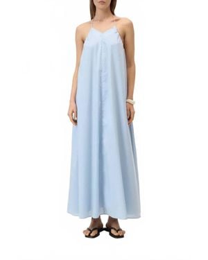 Closed Strap Cotton Maxi Dress - Blue