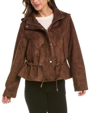 Tahari Ruby Faux Suede Jacket - Brown