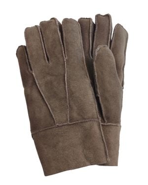 Infinity Leather Sheepskin Suede Gloves With Roll Up/Down Cuff - Brown