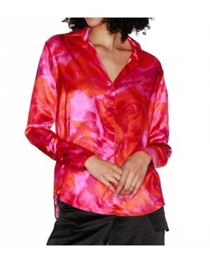 Catherine Gee Daria French Cuff Silk Blouse - Red