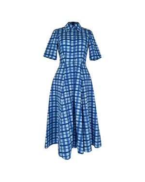Emilia Wickstead Emilia Wickstea Rubie Checked Midi Shirt Dress - Blue