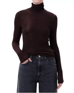 Agolde Pascale Turtleneck Top - Black