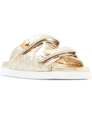 Steve Madden Schmona Schm01S1 Sandals Leather Slide Htat865 - Metallic