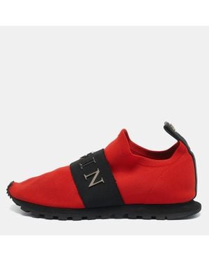Philipp Plein Knit Fabric Logo Strap Slip On Sneakers - Red