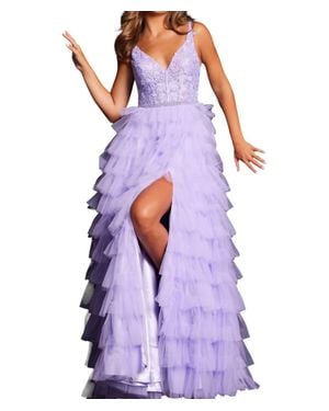 Jovani Embellished Bodice Formal Ballgown - Purple