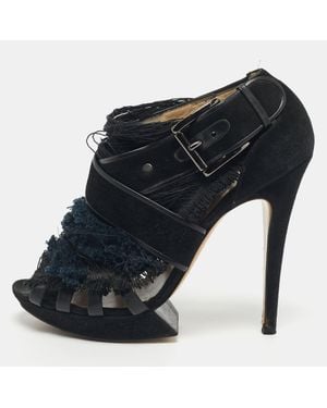 Nicholas Kirkwood Suede And Fabric Criss Cross Platform Booties - Black