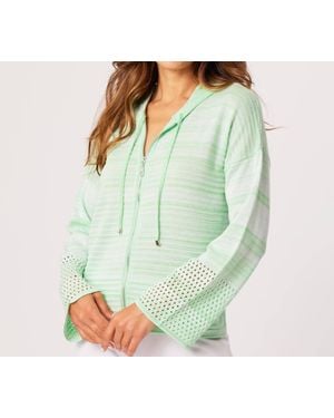 French Kyss Zip Hoodie Cardigan - Green