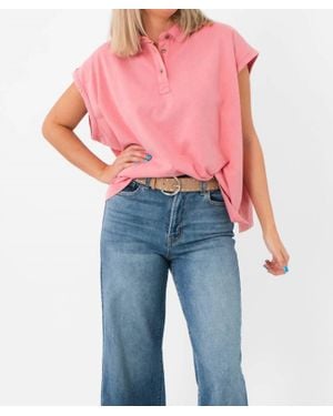 Bucketlist Double Check Sleeveless Polo Top - Blue