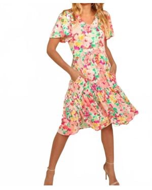 Haptics Canvas Of Florals Dress - Orange