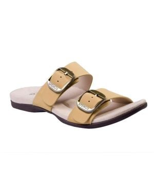 Spenco Vista Sandal Leather Round Toe Slip-On Slide Gal112 - Brown