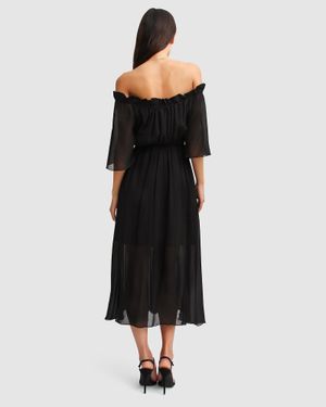 Belle & Bloom Amour Amour Ruffled Midi Dress - Black