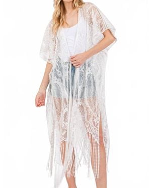 MiMi Wholesale Elegant Lace Fringe Kimono - White