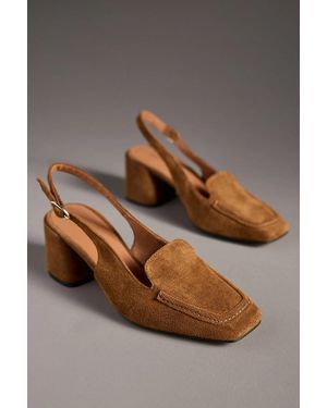 Maeve Slingback Loafer Block Heels - Gray