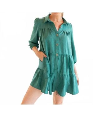 Davi & Dani Enchanted Button Front Romper - Green