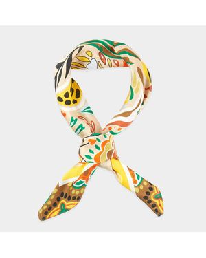 TRUEDAMES Tropical Leaves Print Bandana Scarf - Yellow