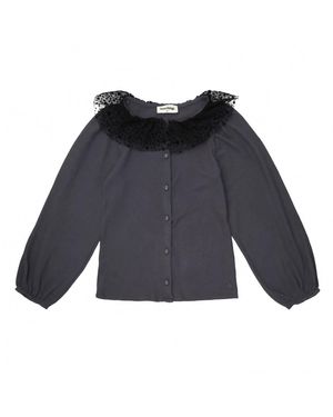 Tocoto Vintage Kid's Tulle Stars Buttons Shirt - Blue