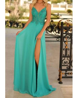 Clarisse Beaded Chiffon Prom Dress - Blue