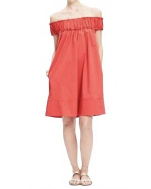 HATCH Audrey Ruffled Swing Mini Dress - Red