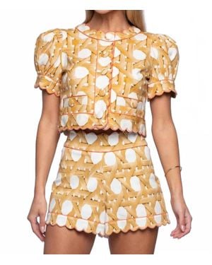 Elizabeth James The Label Coco Scallop Embroidery Top - Metallic