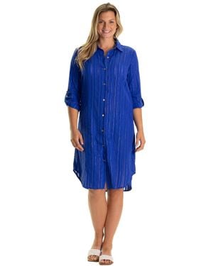 Duffield Lane Metallic Stripe Midi Coverup - Blue