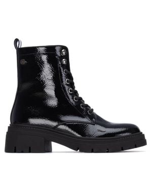 Xti Patent Leather Combat Booties By - Black