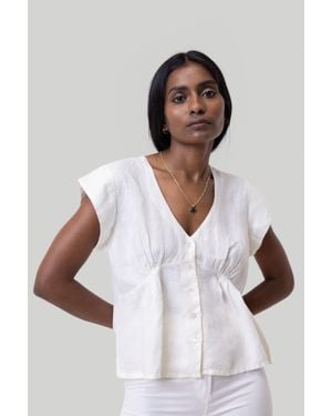 REISTOR Deep V-Neck Hemp Top - White