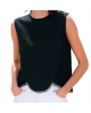 Vilagallo Brillantes Hem Sleeveless Top - Black
