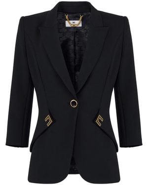 Elisabetta Franchi Tailored Jacket With Sharp Shoulders - Black