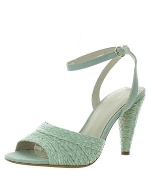 Joie Calan Leather Raffia Heels - Green
